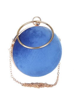 Round Ball Shaped Velvet Clutch Crossbody Bag 6710 DARK BLUE